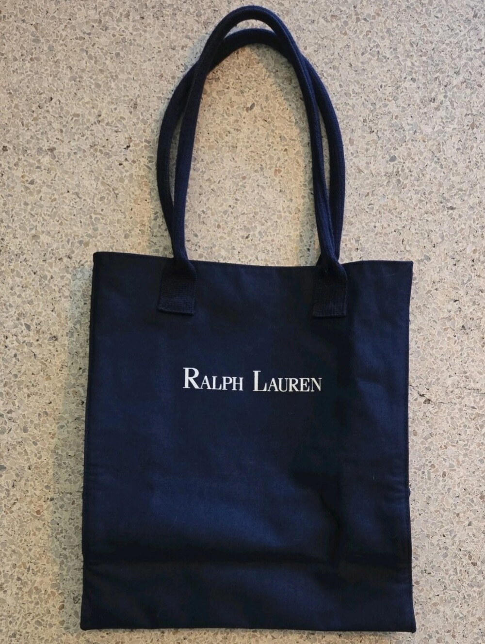 Ralph Lauren Navy Fabric Canvas Bag Tote with Logo Unisex 14 X 12